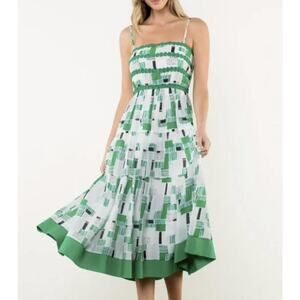 THML Dress Womens XL Campbell Midi Sun Dress in Green